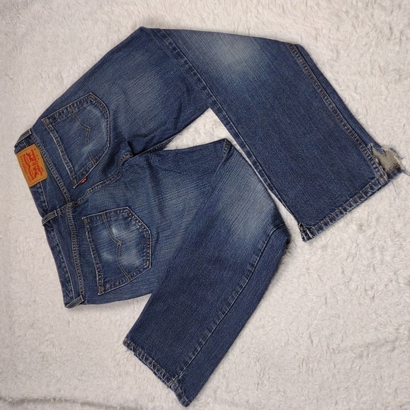 Levi's 559 Blue Medium Wash Five Pocket Mid Rise Zip Up Straight Leg Denim Jean - Picture 16 of 16